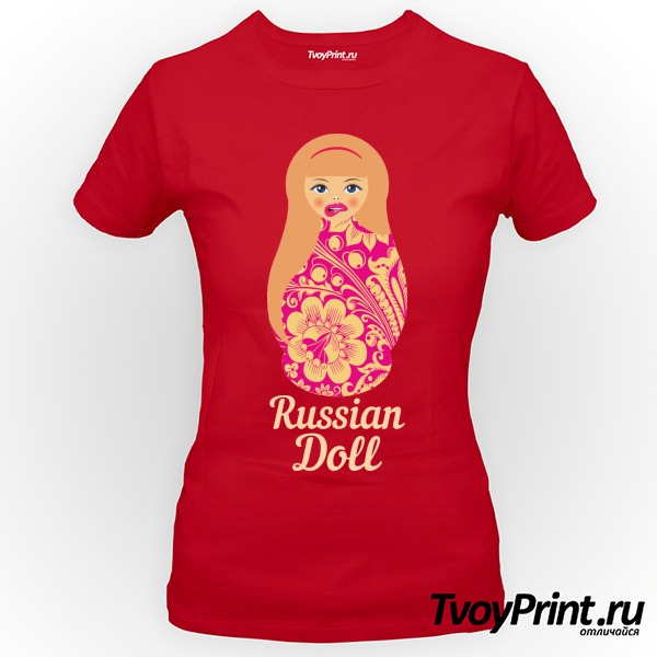 Футболка Матрешка блондинка pink